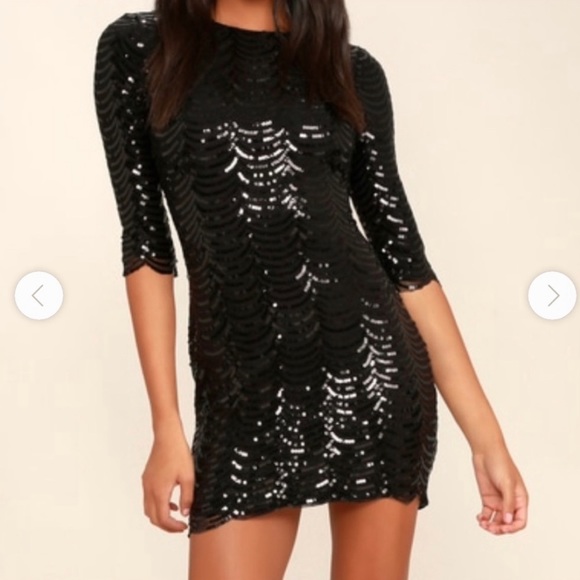 Lulus Dresses & Skirts - LuLu’s Black Stardust Scalloped Sequin Mini Dress
